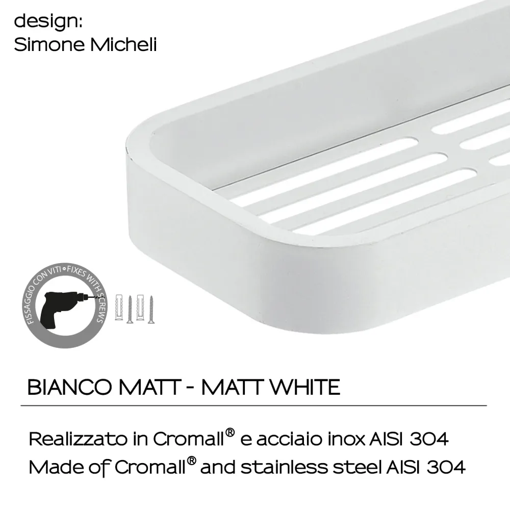 Premium de Lujo Portaoggetti doccia rettangolare Outline di Gedy - Bianco Matt versione outlet