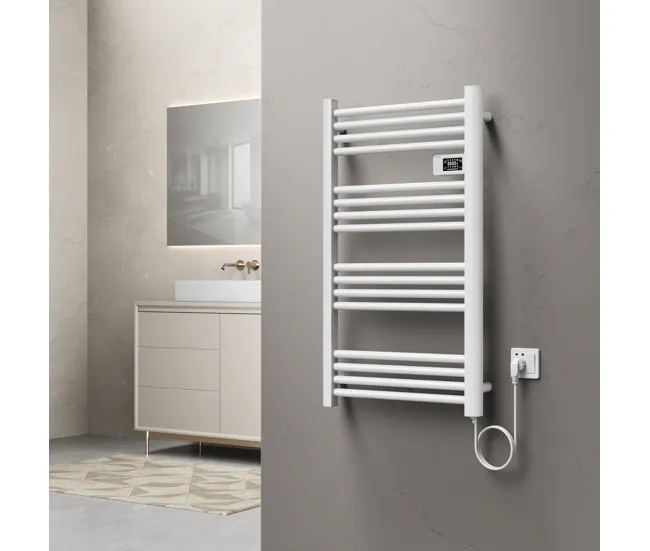 Radiador toallero eléctrico mural Follo 500W 16 tubos aluminio 96x54cm - Blanco