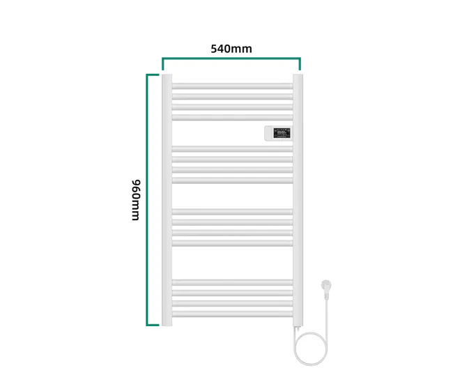 Radiador toallero eléctrico mural Follo 500W 16 tubos aluminio 96x54cm - Blanco