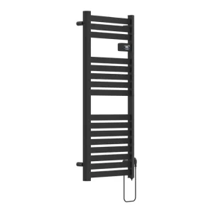 Radiador toallero eléctrico mural Ringebu 500W 16 lamas aluminio 120x50cm - Negro
