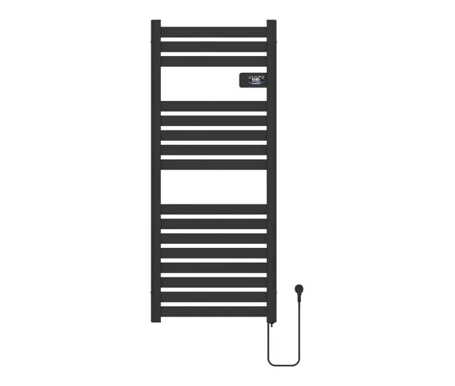 Radiador toallero eléctrico mural Ringebu 500W 16 lamas aluminio 120x50cm - Negro