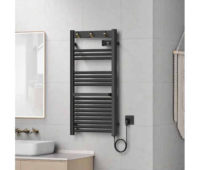 Radiador toallero eléctrico mural Uvdal 500W 16 tubos aluminio 105x50cm - Negro