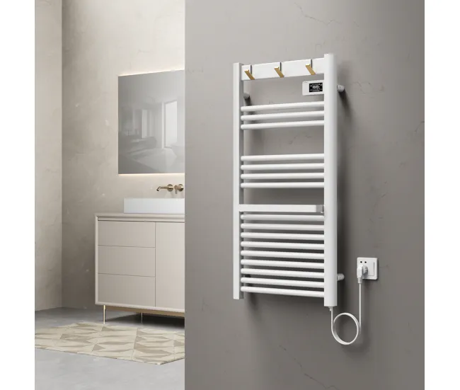Radiador toallero eléctrico mural Uvdal 500W 16 tubos aluminio 105x50cm - Blanco
