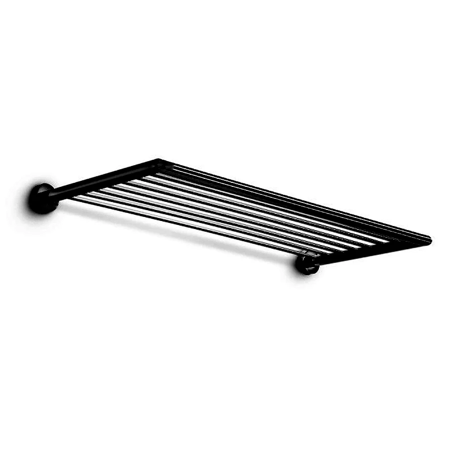 Rejilla porta toallas Lineabeta colección Baketo con 7 barras para colgar. En latón pintado negro. Mide 60 cm