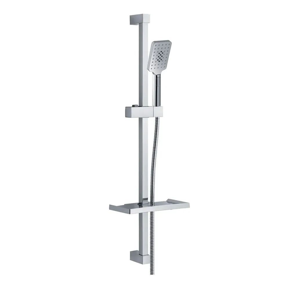 Saliscendi Design acciaio 22x22mm con portasapone e doccia Turchese
