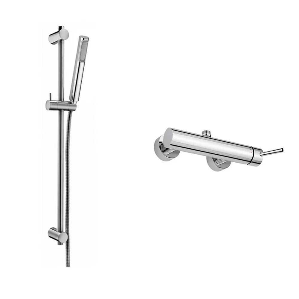Set saliscendi con doccia tonda minimale e miscelatore doccia esterno Birillo senza doccetta Paffoni