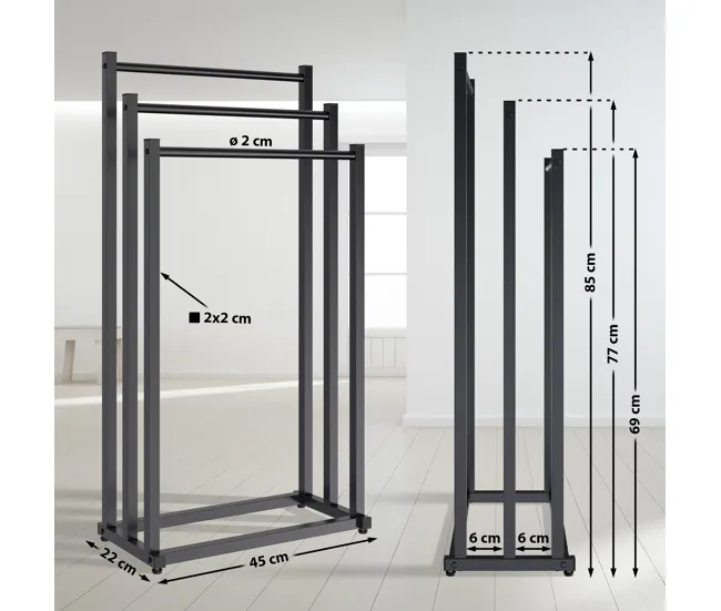 Toallero Anoka Acero Negro 22X45X85 cm