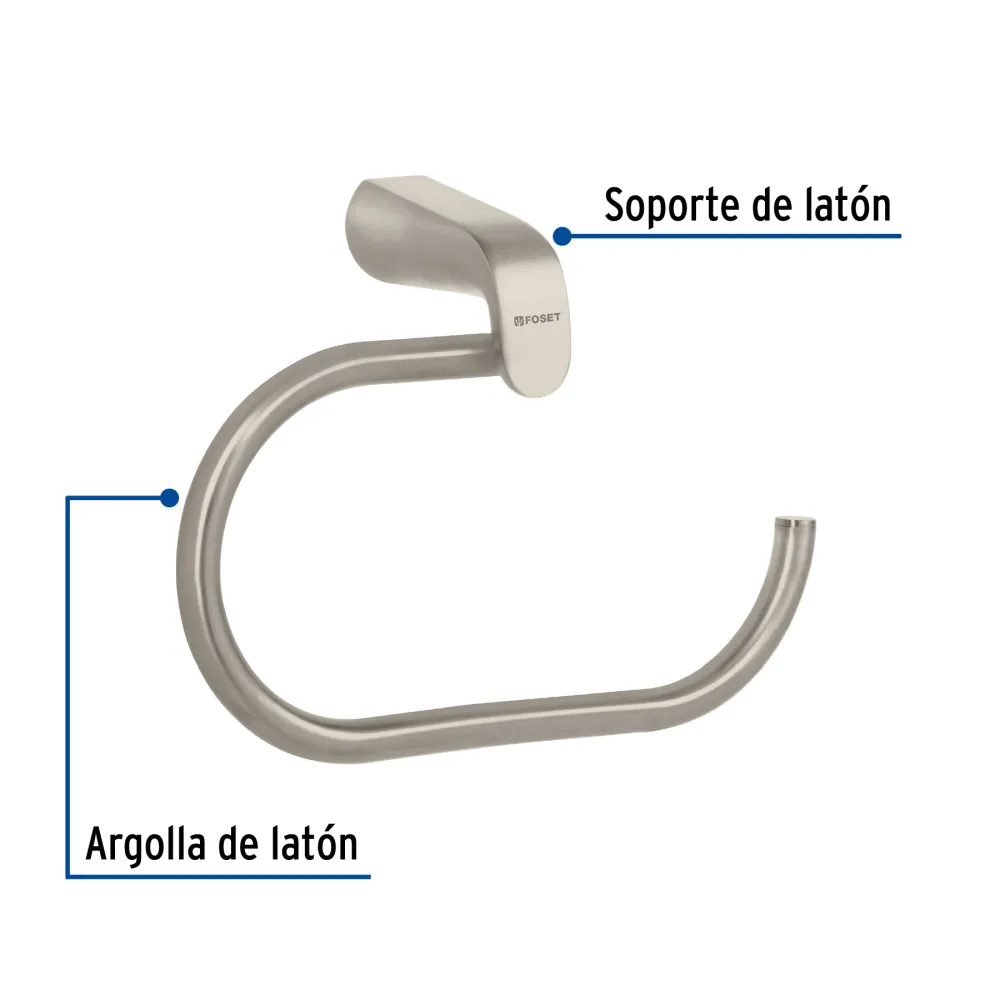 Toallero de argolla, satinado, línea Riviera