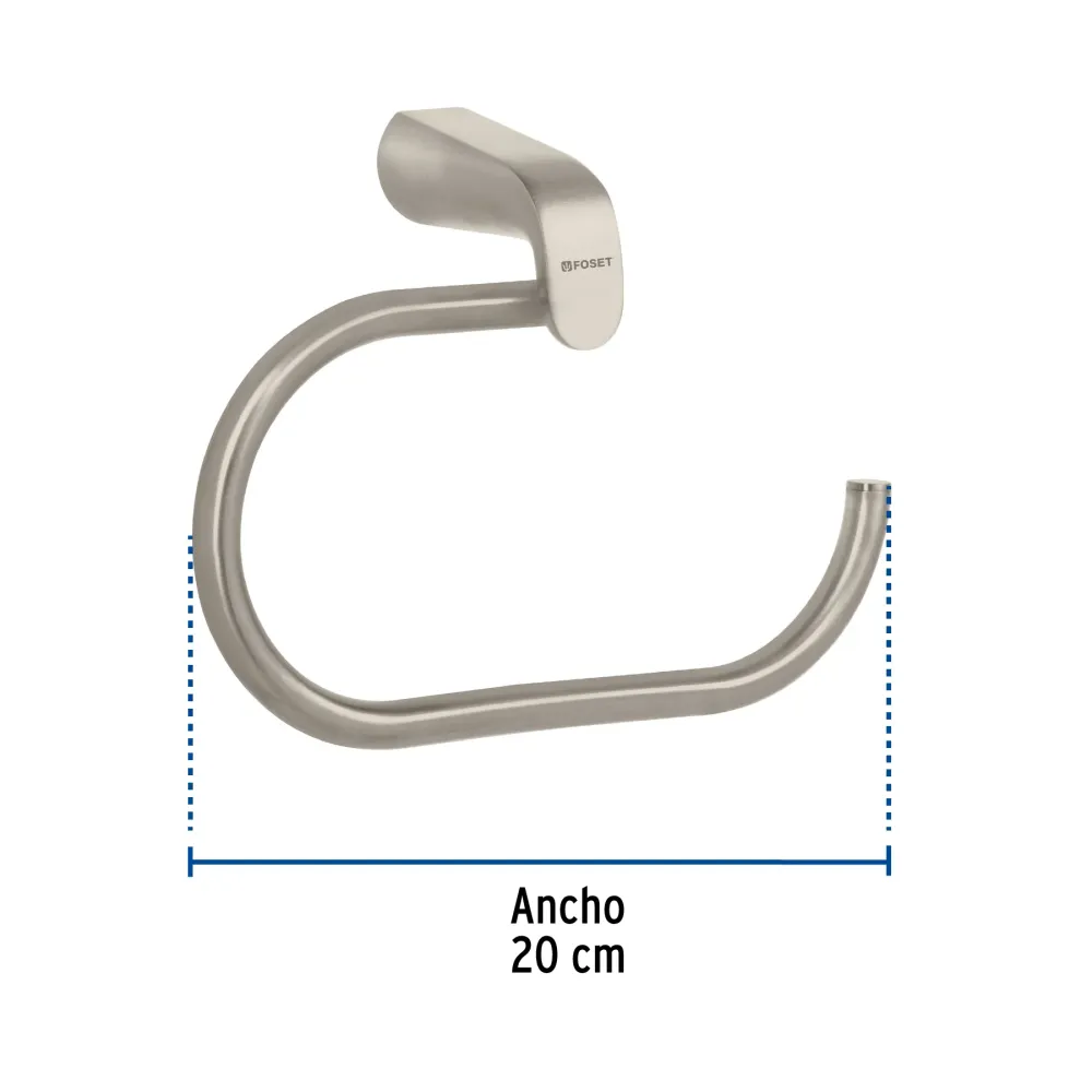 Toallero de argolla, satinado, línea Riviera
