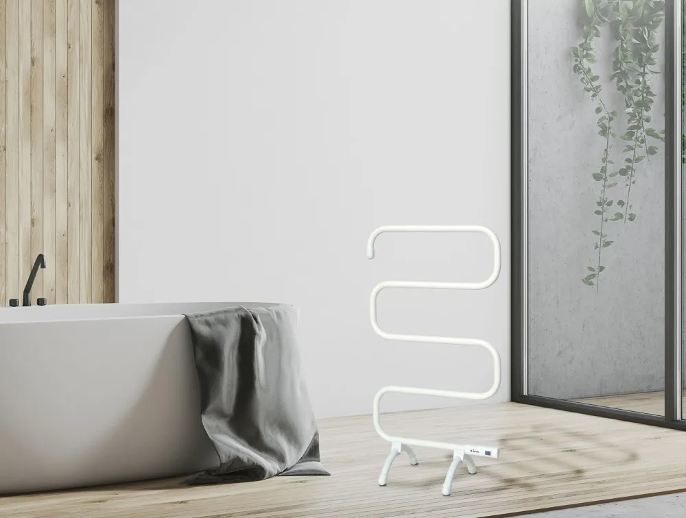 Toallero blanco con diseño actual de aluminio