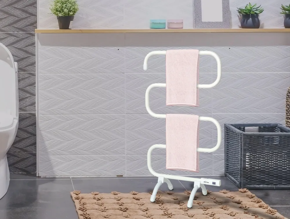 Toallero blanco con diseño actual de aluminio
