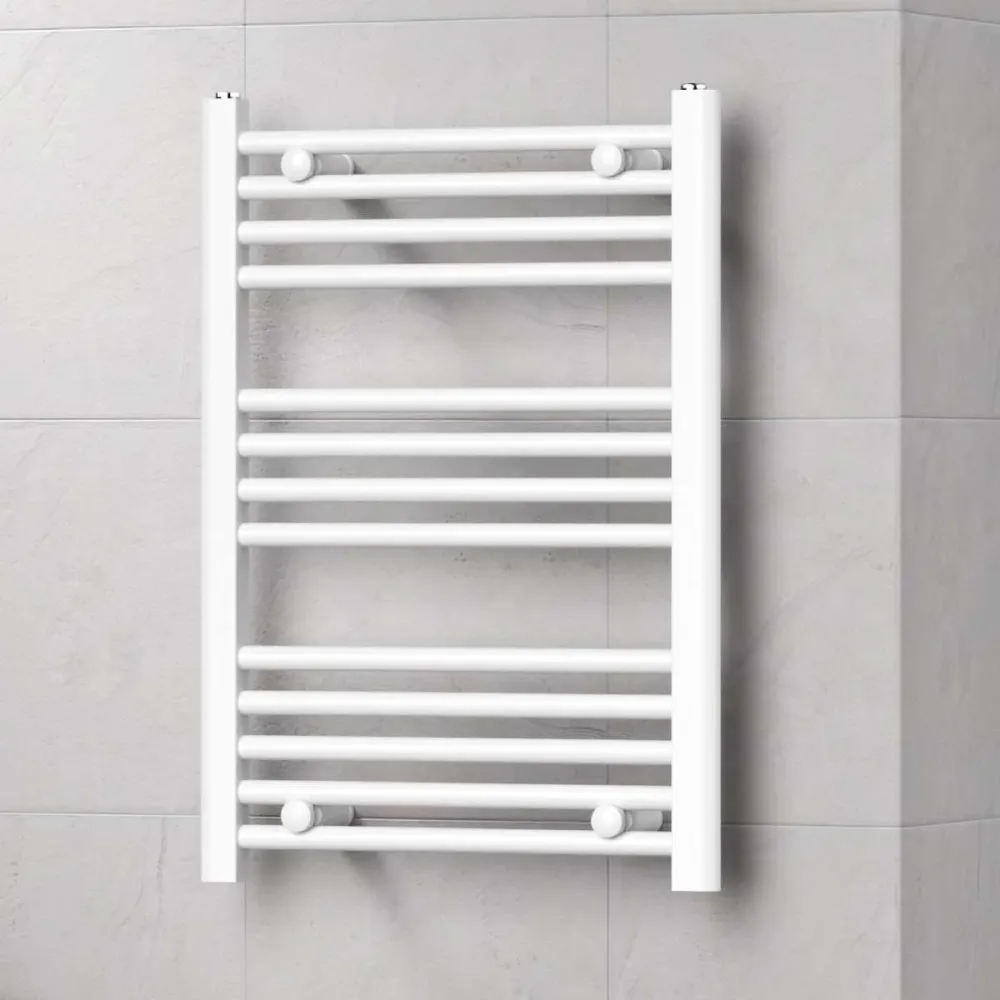 Toallero calefactor hidráulico para baño 1230x450 mm distancia entre ejes 400 mm en acero pintado blanco