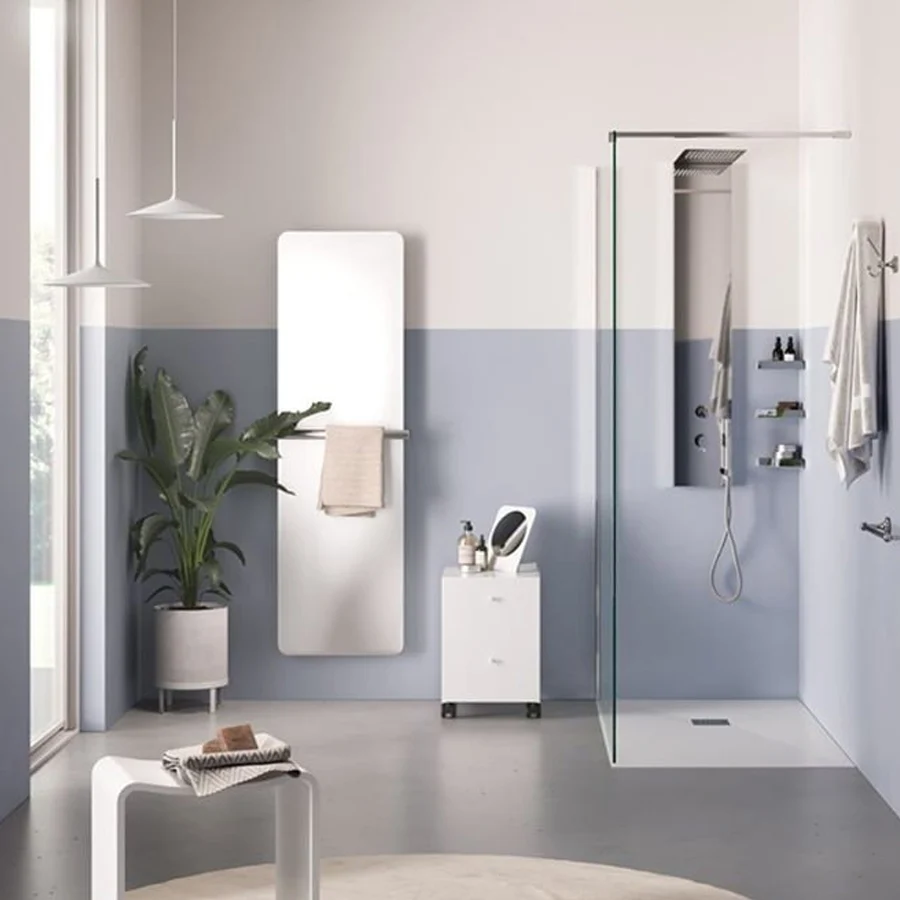 Toallero eléctrico de pared en acero al carbono colección Caligo de Lineabeta color blanco cm 47x179