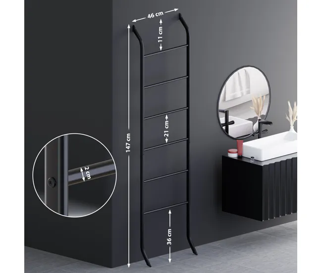Toallero Elkin Acero Negro 15X46X147 cm