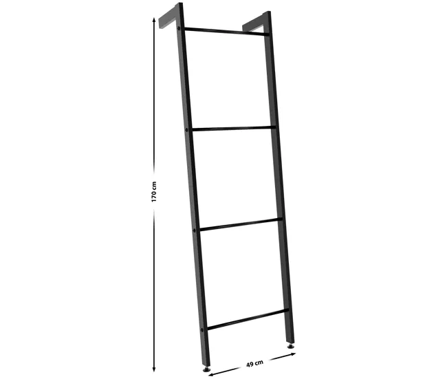 Toallero escalera Betti de 4 barras Metálico Negro 13.5X49X170 cm