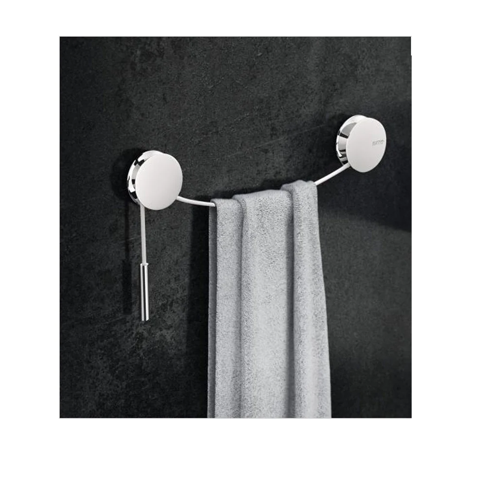 Toallero de pared de aluminio cromado de la colección 'Diabolo' de Cosmic - Cuerda blanca