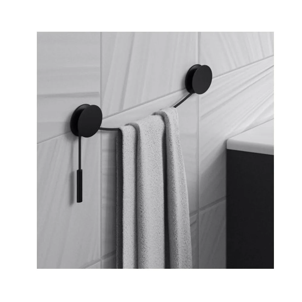 Toallero de pared en aluminio satinado negro de la colección 'Diabolo' de Cosmic - Cuerda negra