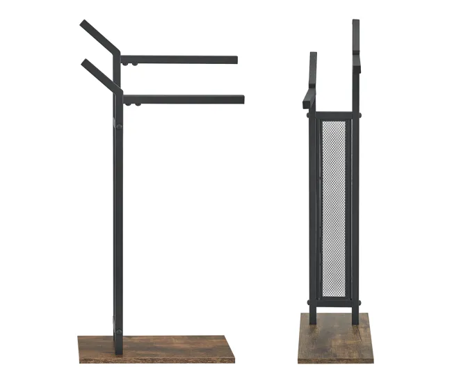 Toallero de pie Telavi 2 barras en forma escalonada acero 88 x 40 x 20 cm negro