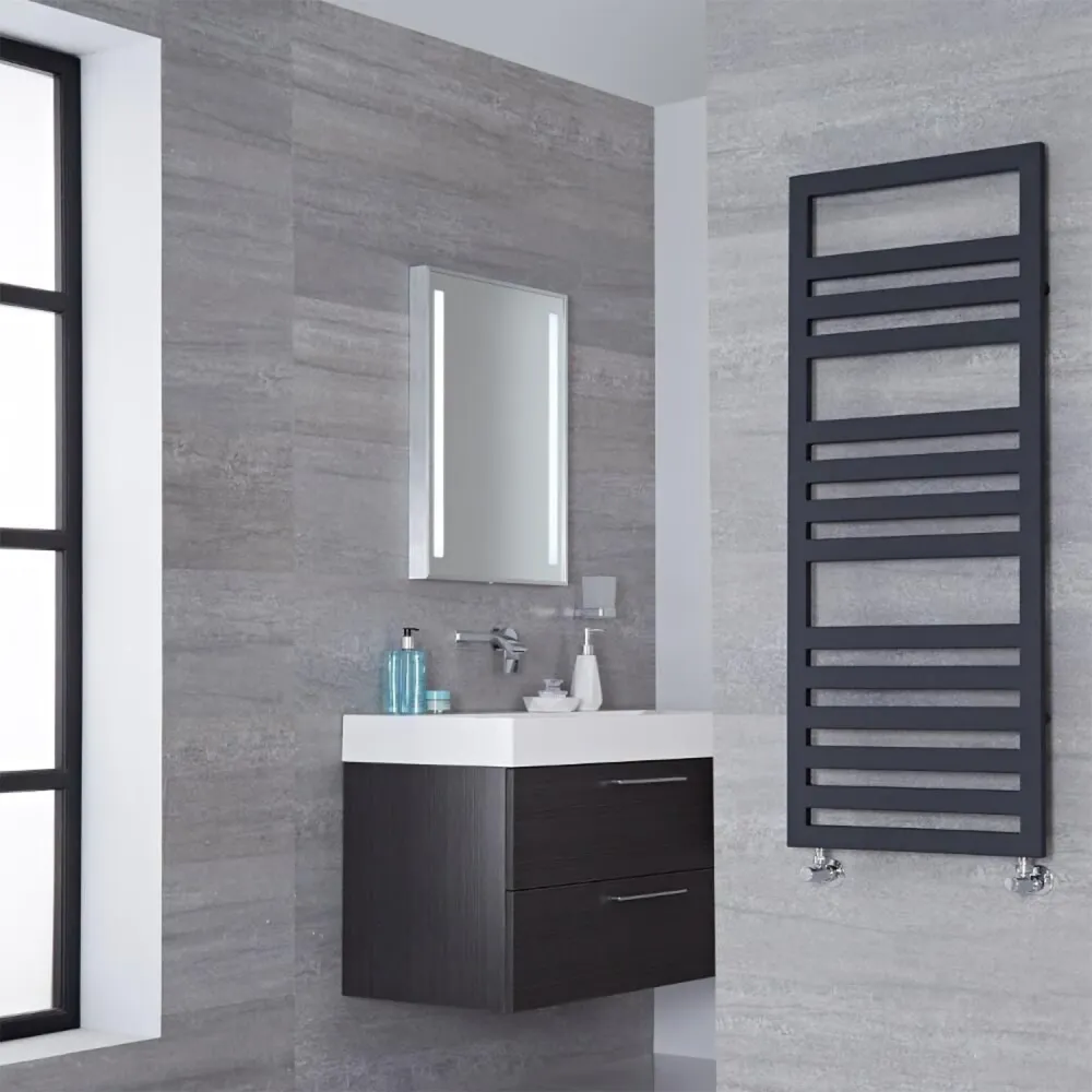 Toallero plano Lazzarini 1200x500 mm distancia entre ejes 400 mm/50 mm modelo Urbino acabado Antracita
