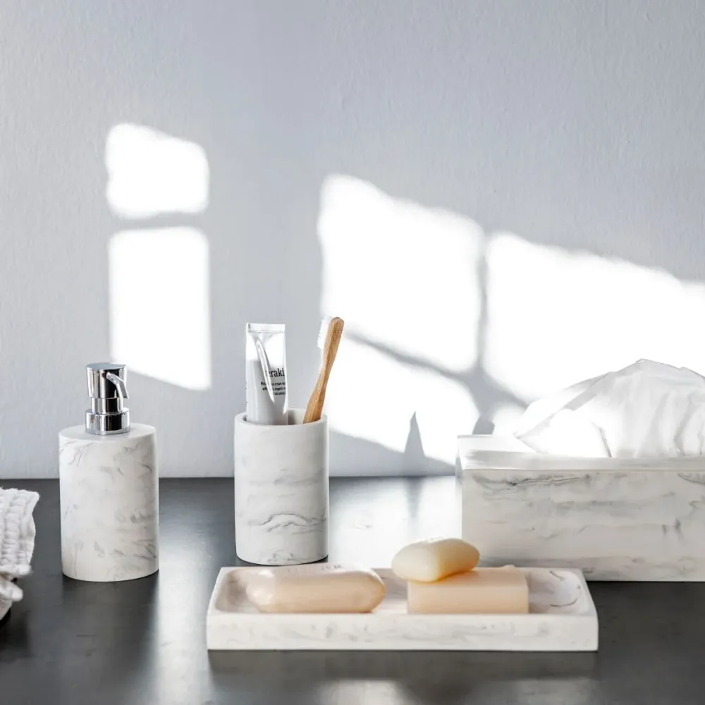 Confort Absoluto Bandeja de cuarto de baño de mármol blanca