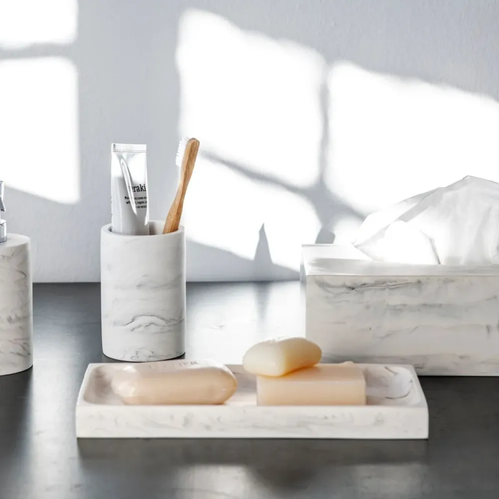 Confort Absoluto Bandeja de cuarto de baño de mármol blanca