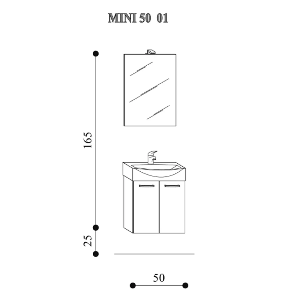 Organizador de Ducha Móvil baño suspendido Reducido 50 cm 50x190x40 lacado brillante blanco