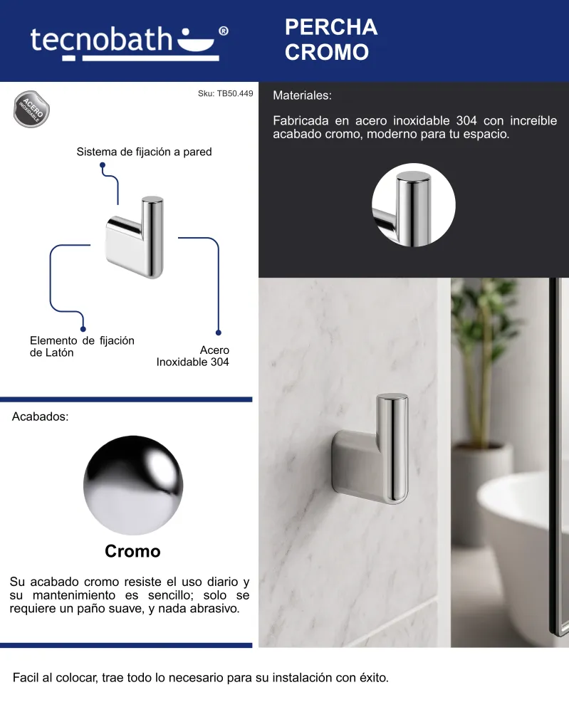 Organizador de Ducha Percha Para Baño Cromo