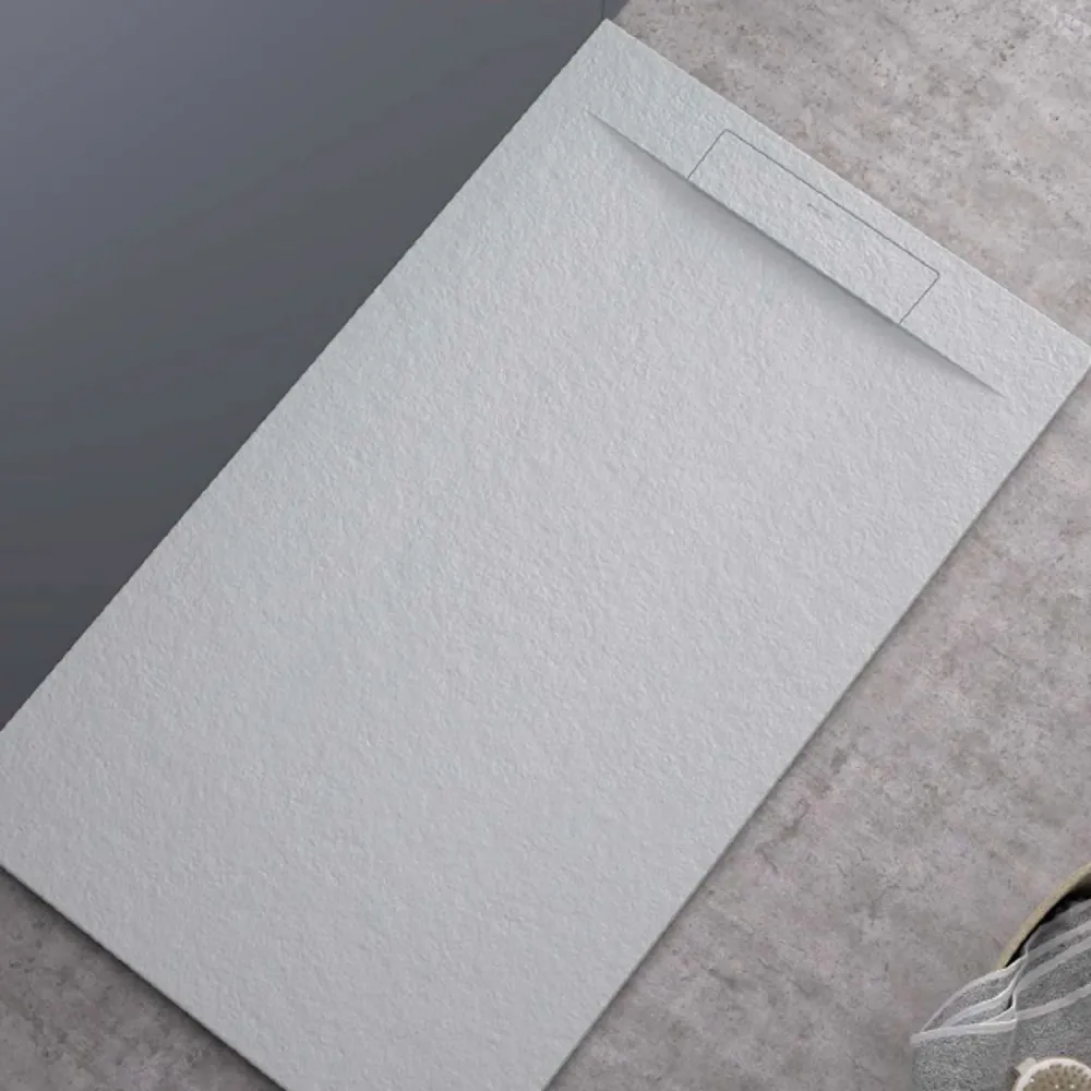 Plato de ducha de resina modelo Titano 70x140 cm blanco efecto piedra