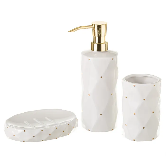 Set baño cerámica blanco 7,20 x 7,20 x 20,40 cm en Acero Inoxidable