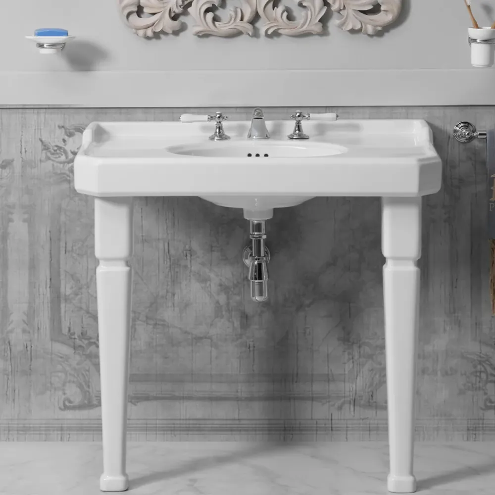 Algodón Egipcio Premium Lavabo de cerámica grande con patas Provence 700 de Balneo Toscia estilo Consagrado