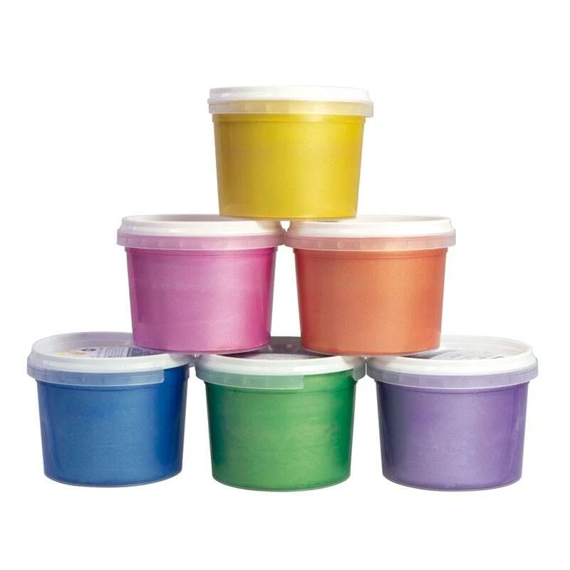 Algodón Egipcio Premium Milan Pack de 6 Botes de Pintura para Dedos - 100ml - Facil Aplicacion - Mezclable - Colores Metal...