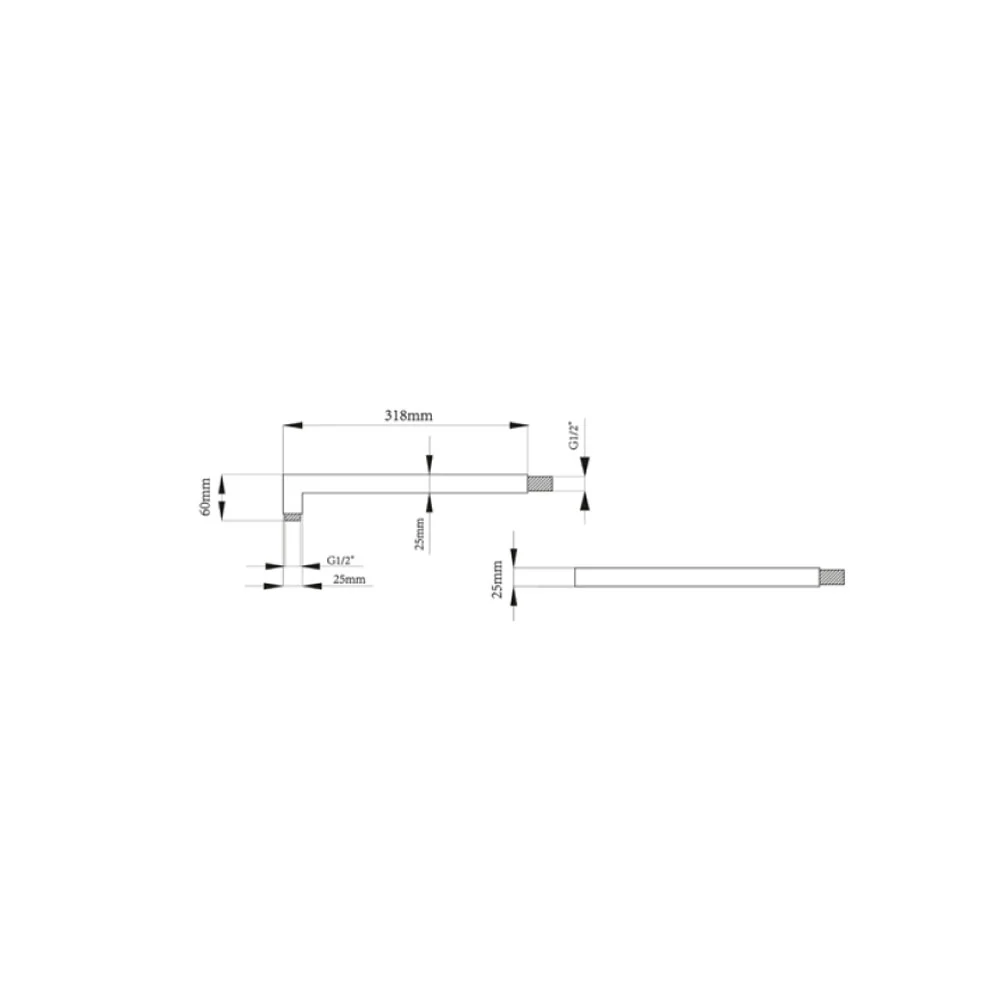 Braccio doccia tondo ottone cm 35 x D. 2,5 attacchi G 1/2''