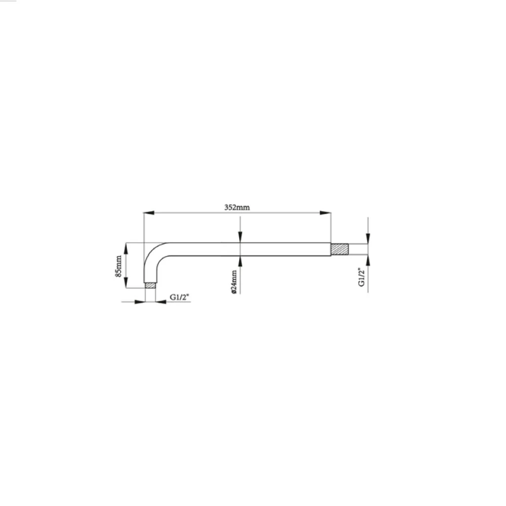 Braccio doccia tondo ottone cm 35 x D. 2,4 attacchi G 1/2''