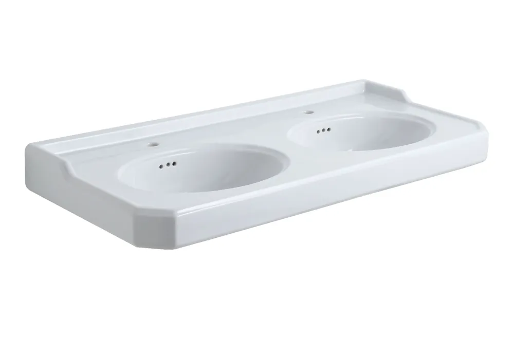 Lavabo de cerámica extragrande doble seno con patas Provence 700 de Balneo Toscia estilo Atemporal