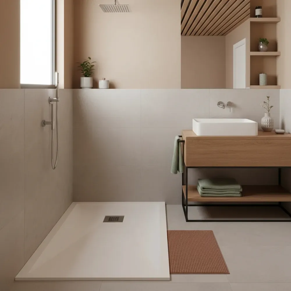 Piatto doccia qualità Premium Exclusivo Evo 70x100 mineralmarmo colore bianco superficie Antibatterica