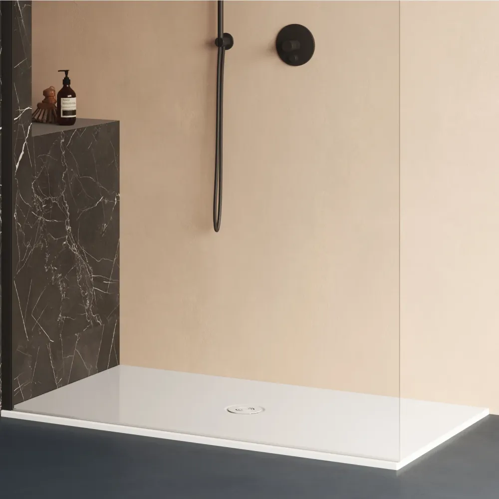 Plato de ducha rectangular de cerámica SoloDue cm 100x80 Blanco algodón