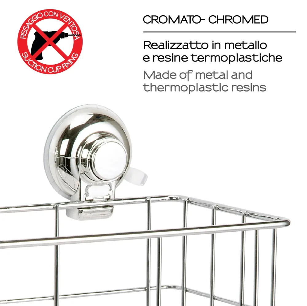 Portaoggetti rettangolare doccia filo di Gedy serie Tibio - Cromato