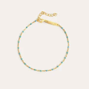 Pulsera Dots Azul verdoso Enamel Plata Baño Oro