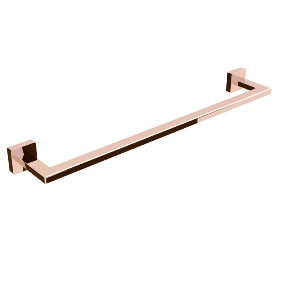 Toalla de Baño de Algodón Porta toallas de latón para fijar la pared colección Dado de Lineabeta - Acero oro rosa 490mm