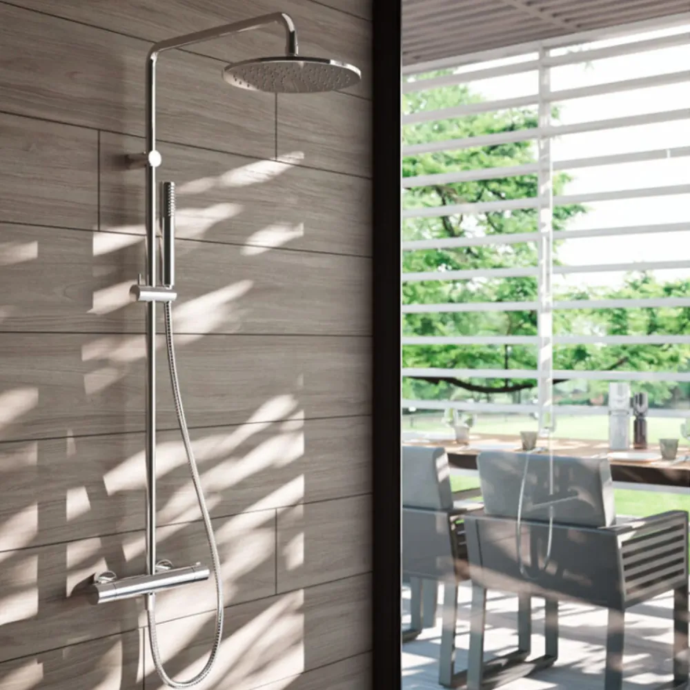 Toalla de Baño de Lujo Colonna Doccia Termostatica con soffione tondo d.20 e doccia cilindrica minimale