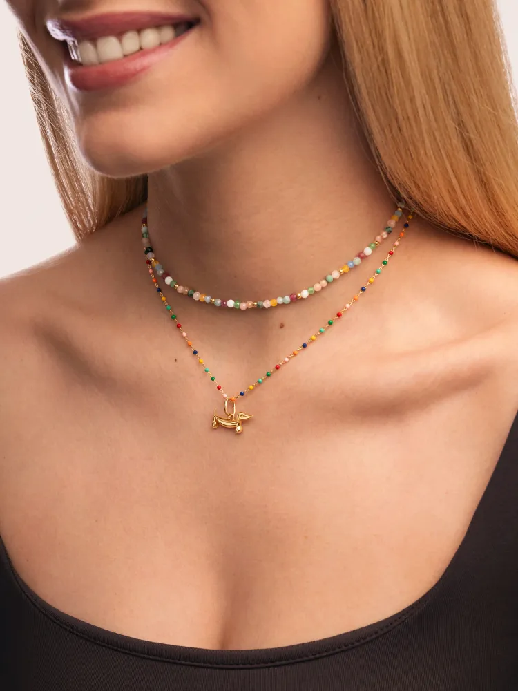 Toalla de Baño de Peso Medio Collar Dots Colors Enamel Plata Baño Oro