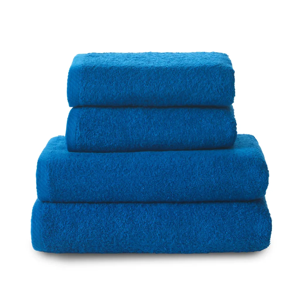 Algodón Egipcio Premium Set 4 Toallas piezas: 2 manos + 2 baño color azulina