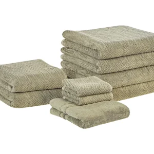 Bambú Ecológico Suave Conjunto de 9 toallas de algodón verde oliva MITIARO