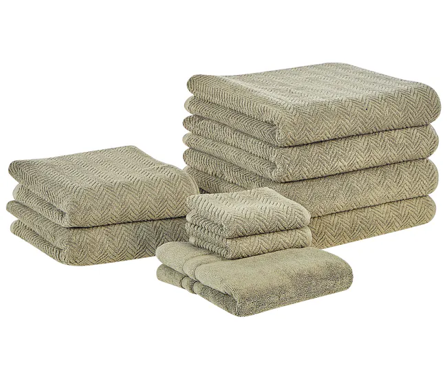 Bambú Ecológico Suave Conjunto de 9 toallas de algodón verde oliva MITIARO