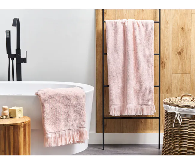 Bambú Ecológico Suave Conjunto de 2 toallas de algodón rosa pastel ATIU