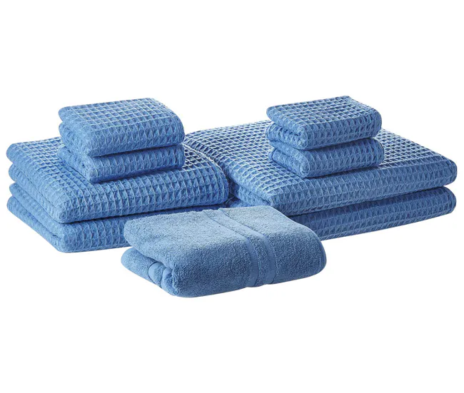 Bambú Ecológico Suave Conjunto de 9 toallas de algodón azul AREORA