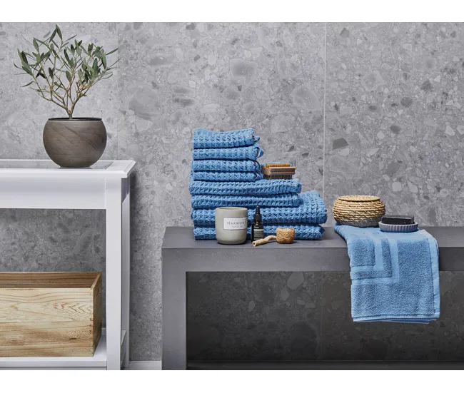 Bambú Ecológico Suave Conjunto de 9 toallas de algodón azul AREORA