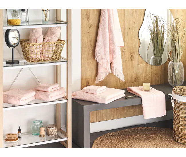 Bambú Ecológico Suave Conjunto de 9 toallas de algodón rosa pastel ATIU