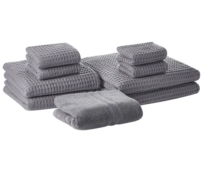Bambú Ecológico Suave Conjunto de 9 toallas de algodón gris evidente AREORA