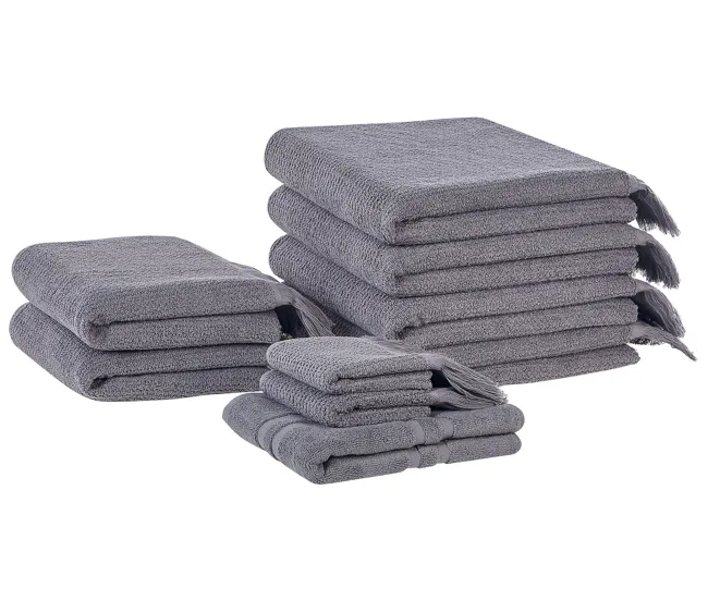 Bambú Ecológico Suave Conjunto de 9 toallas de algodón gris ATIU